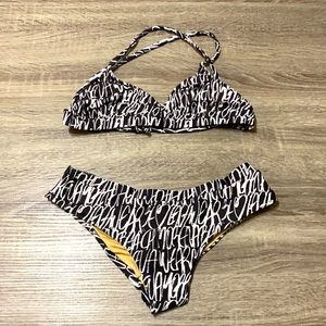 Brown and white two piece